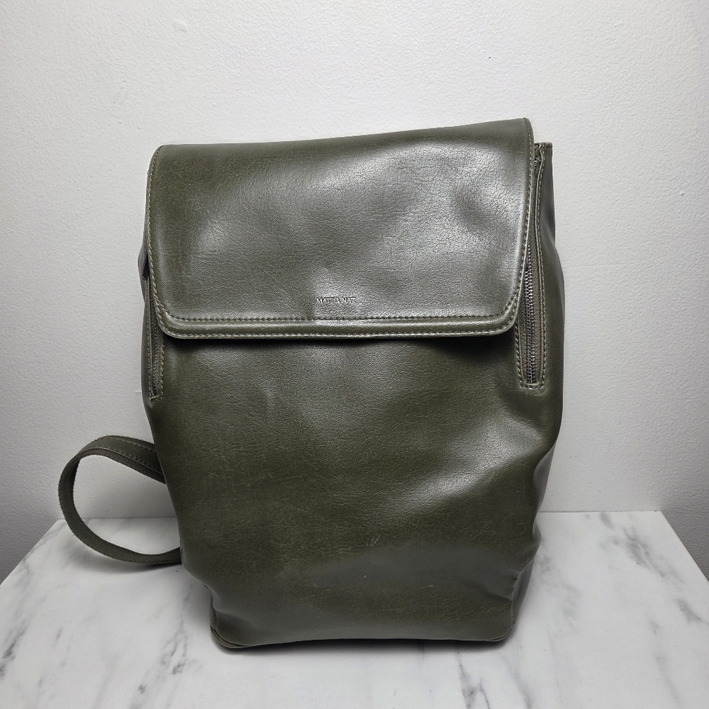 Matt & Nat Fabi Faux Leather Backpack in Olive Green - Picture 2 of 8